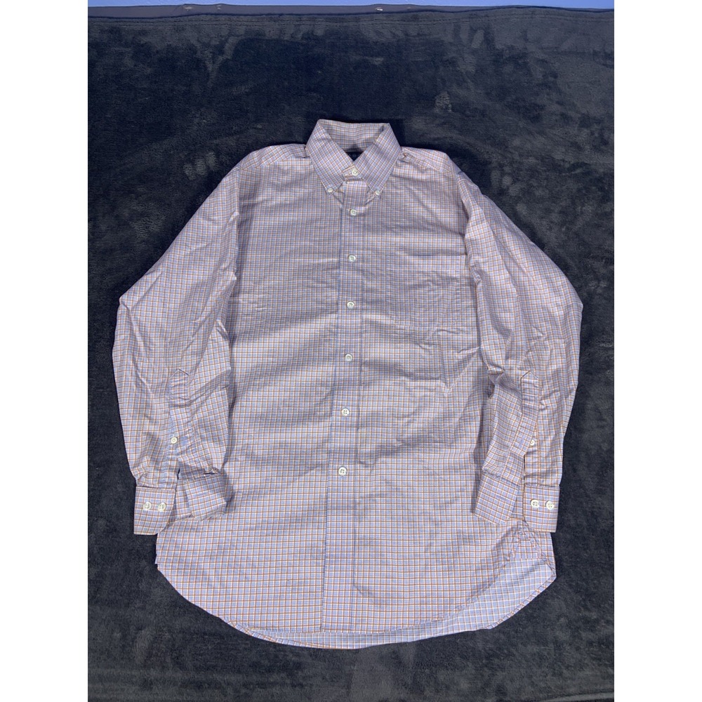 Brooks Brothers Country Club Long Sleeve Button Up Orange Purple Plaid Shirt S